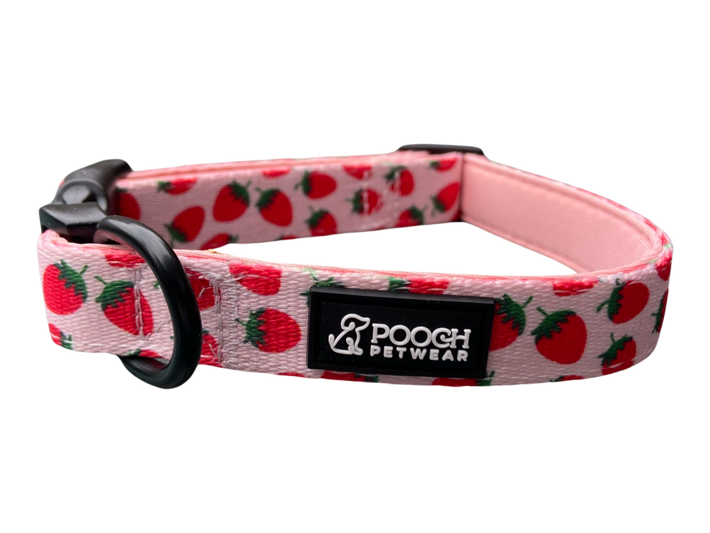 Pooch Petwear Strawberry Deluxe Walk Set — Harness, Collar, Lead & Bow Tie Bundle | XS S M L